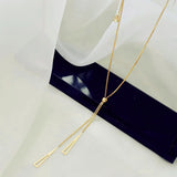 Adjustable Stainless Steel Necklace Geometric Triangle Tassels Pendant