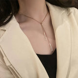 Adjustable Stainless Steel Necklace Geometric Triangle Tassels Pendant