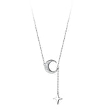 Adjustable Star Moon Pendant Necklace 925 Sterling Silver Women Girl Choker