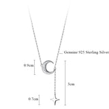 Adjustable Star Moon Pendant Necklace 925 Sterling Silver Women Girl Choker