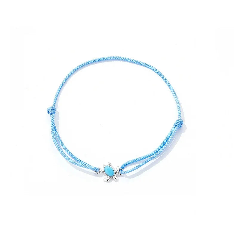 Adjustable 925 Silver Bracelet with Turtle Charm