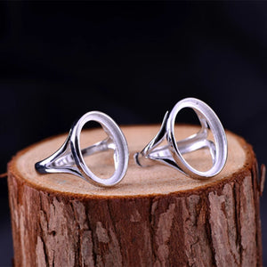 925 Silver Ring Base Adjustable Oval Blank