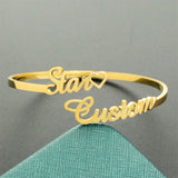Adjustable Two Names Cuff Bracelet Bangle Stainless Steel Name Bracelets