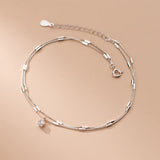 Adjustable Woman Ankle Box Chain Silver 925 Rose Jewelry Foot Bracelet
