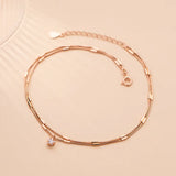 Adjustable Woman Ankle Box Chain Silver 925 Rose Jewelry Foot Bracelet