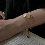 Adjustable Women Bracelet Metal Wristband Wedding Name Tag