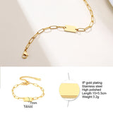 Adjustable Women Bracelet Metal Wristband Wedding Name Tag