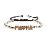 Zircon MAMA Bead Chain Bracelet Love Heart Bracelets
