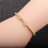 Zircon MAMA Bead Chain Bracelet Love Heart Bracelets