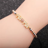 Zircon MAMA Bead Chain Bracelet Love Heart Bracelets