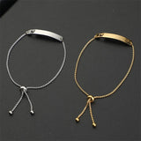 Adjustable Chain Engraving Nameplate Couple Bracelet Stainless Steel