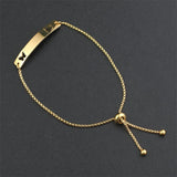 Adjustable Chain Engraving Nameplate Couple Bracelet Stainless Steel
