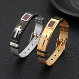Adjustable wrist strap bracelet Titanium steel men's cross jewelry