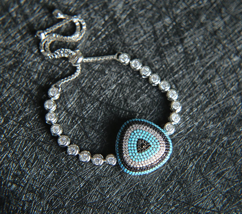 Adjustable Eye Tennis Chain CZ Bracelet