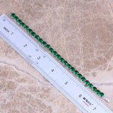 Green Cubic Zirconia Silver Plated Chain Bracelet 7 inch