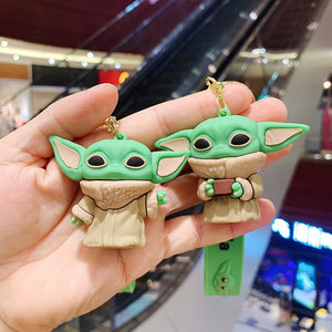 Cute Cartoon Yoda Baby Figure Keychain Master Keyring Decorations Pendants
