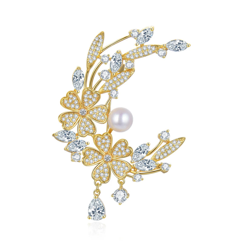 Delicate Flower Zircon Pin Brooch Women Clothes Decoration