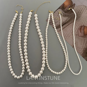 Glass Simulated Pearls Necklace For Women Multiple Specifications Choker