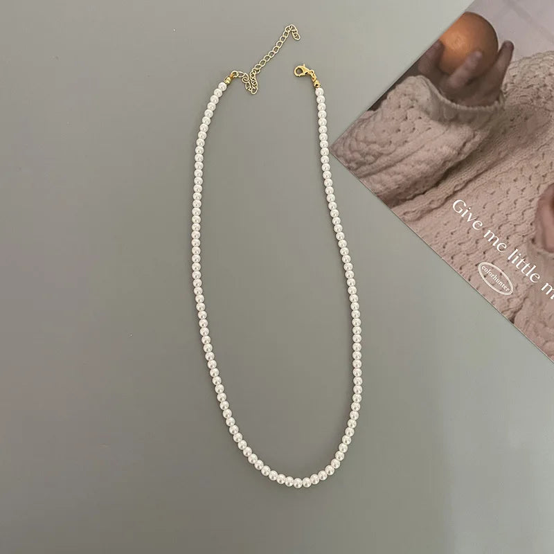 Glass Simulated Pearls Necklace For Women Multiple Specifications Choker