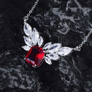 Women Necklace Angel Wings Red Diamond Jewelry Wedding Gift