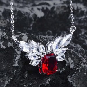 Women Necklace Angel Wings Red Diamond Jewelry Wedding Gift