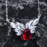 Women Necklace Angel Wings Red Diamond Jewelry Wedding Gift