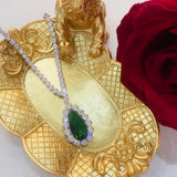 Emerald Necklace Water Drop Zircon Female Jewelry Girl Gift