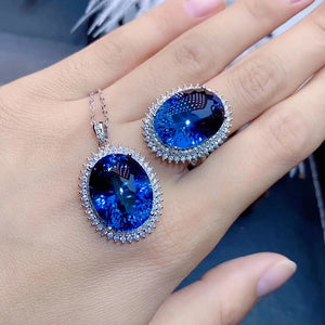 Elegant Sapphire Zircon Necklace for Women, Ideal Gift