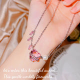 Pink Zircon Heart Necklace for Women, Wedding Jewelry Gift