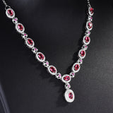 Women Gem Necklace Oval Brilliant Jewelry Wedding Gift