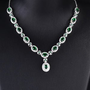 Women Gem Necklace Oval Brilliant Jewelry Wedding Gift