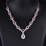 Women Gem Necklace Oval Brilliant Jewelry Wedding Gift