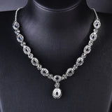 Women Gem Necklace Oval Brilliant Jewelry Wedding Gift