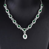 Women Gem Necklace Oval Brilliant Jewelry Wedding Gift