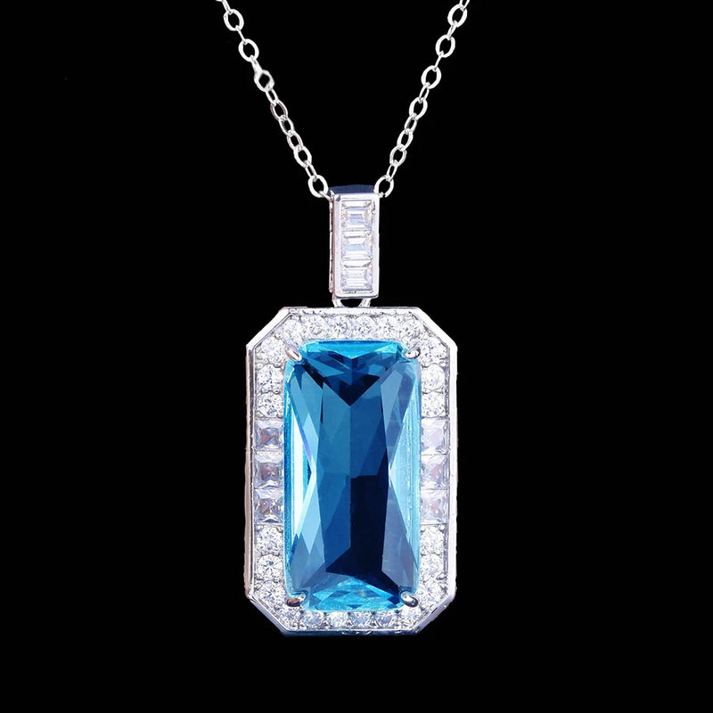 Navy Zircon Necklace Brilliant Female Jewelry Girl Gift