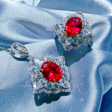 Red Tourmaline Necklace Zircon Female Jewelry Brilliant Gift Party