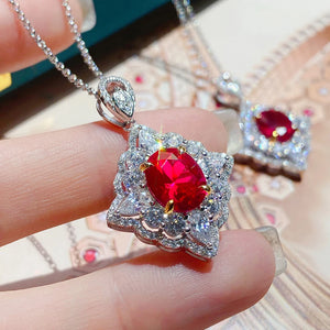 Red Tourmaline Necklace Zircon Female Jewelry Brilliant Gift Party