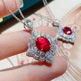 Red Tourmaline Necklace Zircon Female Jewelry Brilliant Gift Party