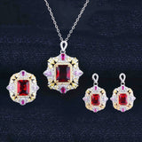 Ruby Necklace Rose Female Brilliant Jewelry Wedding Girl Gift