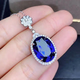 Sapphire Zircon Oval Necklace for Women