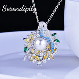 Women Parrot Necklace Forest Zircon Jewelry Girl Gift Party