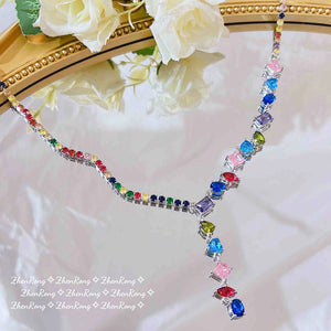 Women Necklace Rainbow Necklace Candy Female Brilliant Jewelry Wedding Gift