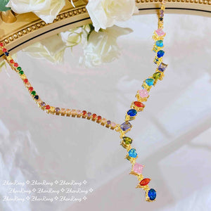 Women Necklace Rainbow Necklace Candy Female Brilliant Jewelry Wedding Gift