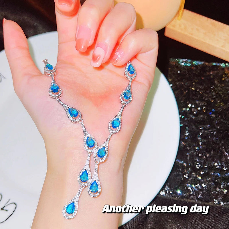Water Drop Necklace Topa Zircon Female Brilliant Jewelry Wedding