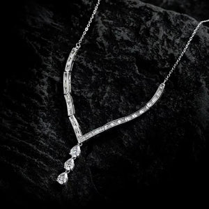 Women Water Drop Necklace Y-shape Brilliant Jewelry Wedding Party