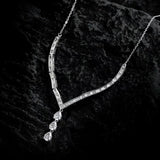 Women Water Drop Necklace Y-shape Brilliant Jewelry Wedding Party