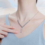 Women Water Drop Necklace Y-shape Brilliant Jewelry Wedding Party