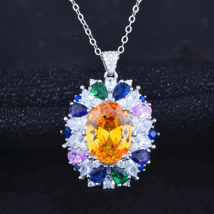 Yellow Diamond Necklace Garden Female Brilliant Jewelry Wedding Gift