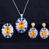 Yellow Diamond Necklace Garden Female Brilliant Jewelry Wedding Gift
