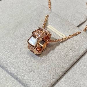 European 925 Silver Zircon Shell Snake Bone Necklace